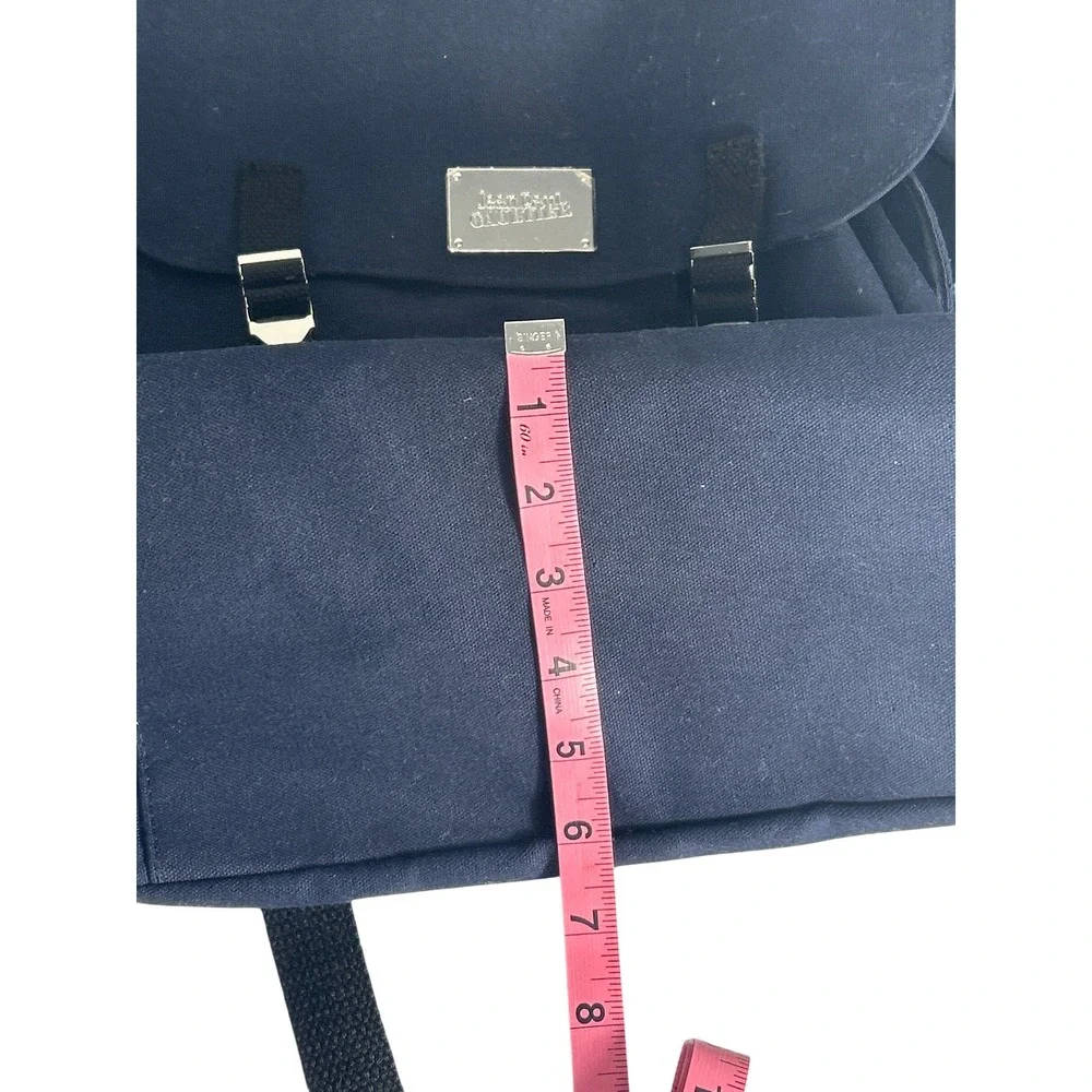 Jean Paul Gaultier Navy Blue White Stripe Canvas Backpack